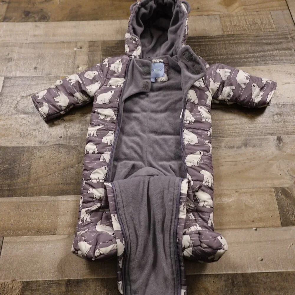 Wippette kids winter fleece lined pram suit infant's‎ 3-6 months polar bears